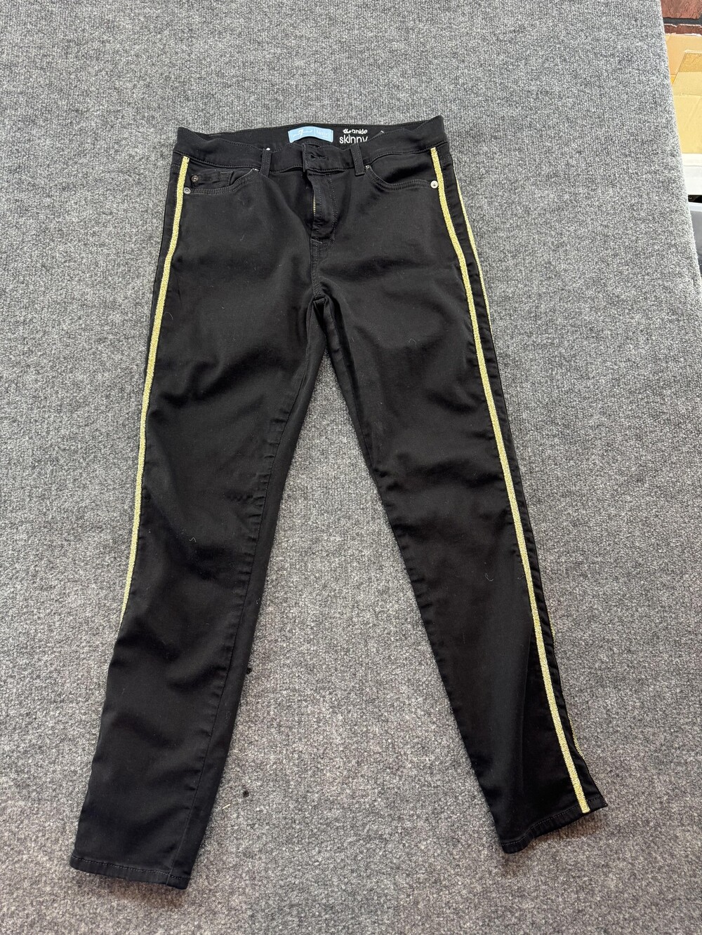 7 For All Mankind B(air) The Ankle Skinny Jeans Womens 30 Black Glitter Stripe